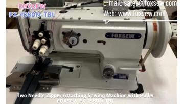 Two Needle Zipper Attaching Sewing Machine with Puller