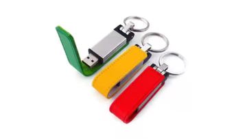 Customizable leather USB Flash Drive with keychain
