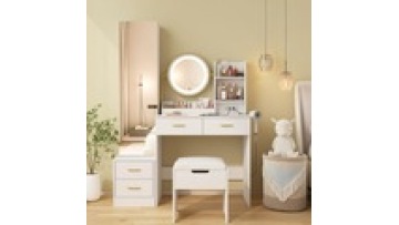 Bedroom Furniture Led Light Hot sale wholesale White Color Optional Storage Dresser Makeup Vanity Dressing Table With LED1