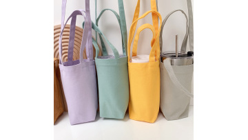 Crossbody cotton canvas cup holder coffee bag