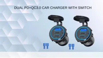 Car USB Charger Socket 12V Outlet Dual Pd USB-C 78W QC3.0 USB C with Button Switch W/LED Light1