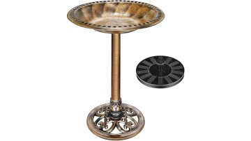 Polyresin Antique Outdoor Golden Garden Bird Bath