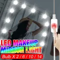 USB Makeup Mirror Light LED Lamp Bulb DC 12V Dressing Table Touch Dimmable Hollywood Mirror Light LED Wall Lamp 2 6 10 14 Bulbs