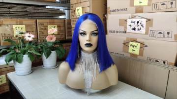 Colored Bob Lace Front Human Hair Wigs Brazilian Virgin Hair Blonde Pink Red Blue Yellow Gray Orange Color Short Bob Cut Wigs1