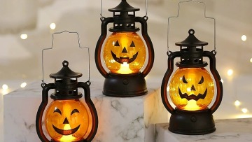 Home Decoration Hanging Led Pumpkin Wind Lantern Portable Oil Lamp For Halloween/Party Cake Shop Decoration1