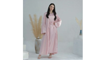 Islamic Clothing 3 Pieces Modest Abaya Satin Sets Inner Dress Middle Wrap and Open Abaya Muslim Kaftan Luxury Abaya Dubai1