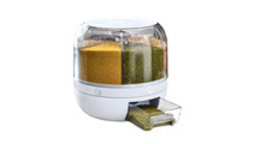 6-Compartment Home Storage Organizer for Rice and Grains - Rotating Food Dispenser Container1