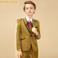 Golden Children'S Boy Suits Blazers Glittering Suits Wedding In The Big Child Flower Girl British Dress Bling Jacket Garcon
