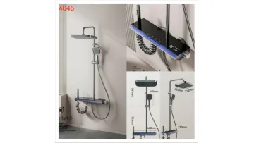 Luxury Gun Grey Constant Temperature Digital Display Bathroom Shower Set1
