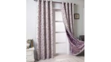 Floral Blackout Curtain with Leaf Embroidery Grommet Top Thermal Insulated Room Darkening embroidery window curtain1
