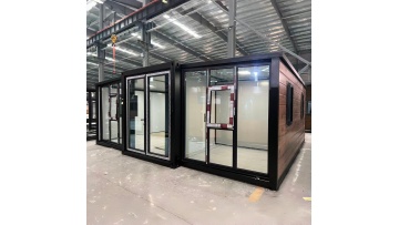 Newly designed extended container house with glass curtain walls, fully customizable with kitchen and bathroom, and complete infrastructure.
