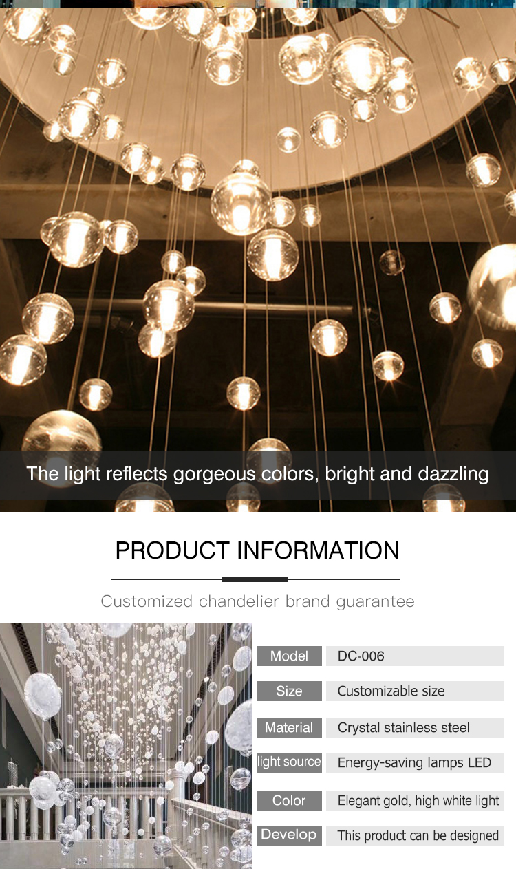 One-stop Design Crystal Customizable Bubble Style Luxury Hanging Pendant Light