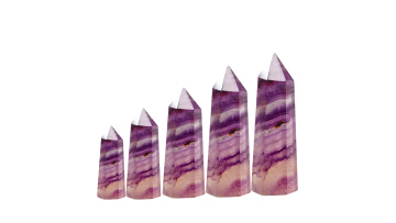 Purple Fluorite Single Pointed Hexagonal Prism Beads Ornament PU08SP1492