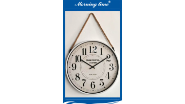 Large Retro New York Wall Clock (20”) – Jute Rope Design for Vintage-Inspired Interiors