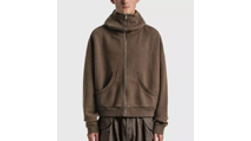 Autumn Fashion Blank Printing Cropped Fleece Zip Up Jacket with Hoodie for Men1