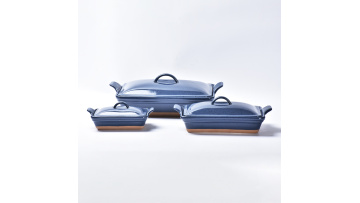 Set of 3 Baking plate with lid 