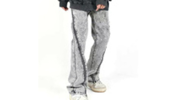 Wholesale Custom Washed High Street Jeans Men's Hip Hop Design flare jeans Pants1