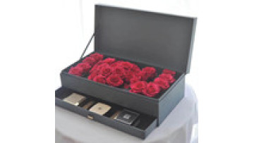 New Design Rectangular Satin Double-layer Flower Gift Box With I Love You With Drawer1