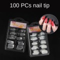100pcs fake Nails Tips Transparent Half Cover False French Nail Art Artificial Acrylic Gel UV Manicure Design Set DIY Tool