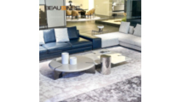 Modern White Gloss Calacatta Marble Center Table Wood Side Table Set Luxury Living Room Furniture Round Coffee Table1