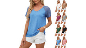 Wholesale Bulk Multicolor woman t shirt Casual Blouses and Shirts girl top Short Sleeve V Neck Blouse For Women Lady Casual1