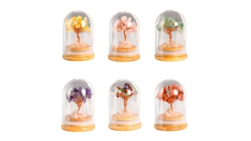 Stone Copper Wire Tree in Glass Cove Micro Landsca