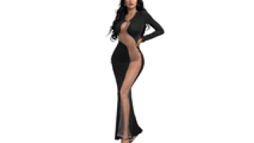 Long Sleeve Bodycon Rayon Summer Party Hollow Out Maxi Dress Ladies Summer Dresses1