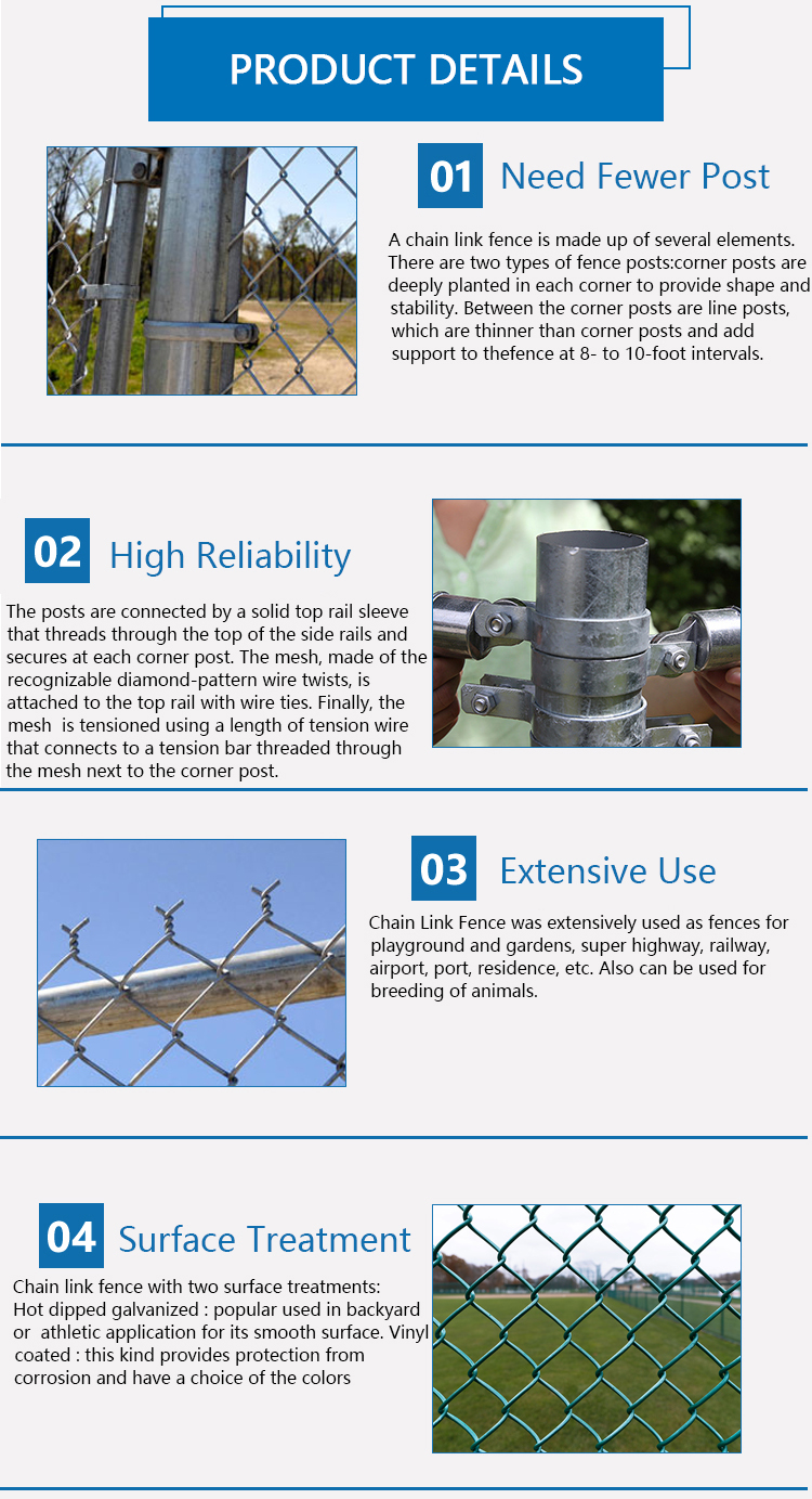 Chain link fence galvanized diamond hole cyclone wire fence design galvanized chain link fence wire mesh rolls