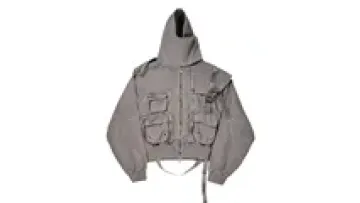 OEM High Quality Fashion Hoodie Layered Design Drawstring Hood Zipper Pocket Stylish Casual Tooling Vest Drawstring Hoodie1