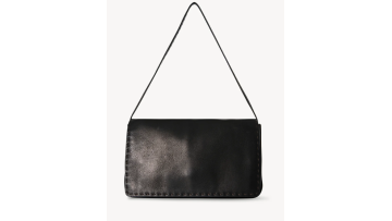 black leather handbag