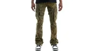 OEM/ODM Double Pocket Cargo Pants Camo Flare Skinny Jeans Camouflage Cargo Stacked Jeans1
