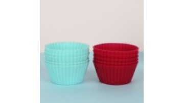 Freshware Round Silicone Reusable Baking Cup Vibrant Color cake mold1