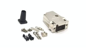 F type DB9P Zinc alloy shell with straight exit+clip+screw parts
