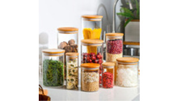 Diy Glass Glass Spice Jars With Bamboo Lids Clear Food Storage Containers For Pantry Kitchen Sugar Salt Coffee Tea1