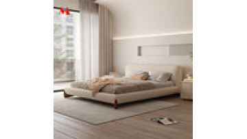 Japanese-style tatami bed wabi-sabi style solid wood fabric king bed light luxury cream style homestay floor low bed1