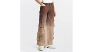 Custom Multipocket Mid-weight Garment Dye Spray Baggy Flare Fit Gradient Soft Cargo Denim Jean Pants For Men1