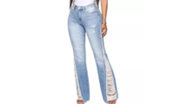 Custom Distressed Baggy Jean Flared Denim Pants Jeans for Women High Quality1