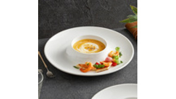Japanese White Ceramic Irregular Main Course Plate for Steak and Cutlery1