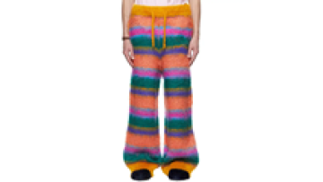 OEM Heavy Weight Knitted Plain Mohair Fleece Stacked High Waist Sweat Pants for Men1