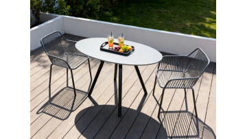 BR-24DT101 Elegant 140cm Outdoor Table with Premium Stone Top for Modern Patio Living