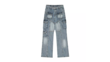 High Waist Vintage Carpenter Pants Street Men Cargo Ripped Jeans Custom1
