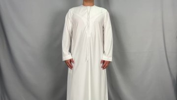 Dalesell Wholesale Solid color Muslim Arabian Men Thobe Thawb Islamic Men Abaya Clothing Wear1