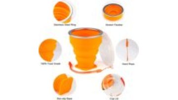 Bpa free food grade silicone folding coffee cup travel bottle Portable Leakproof Foldable Mug Cup with lid1