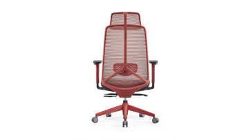 A high-backed chair with a very symmetrical shape