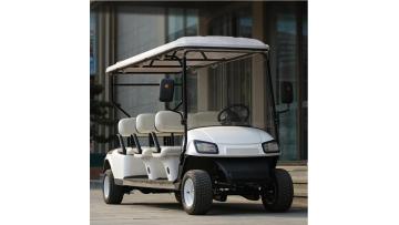 the golfcarts are packaged the big and long truck