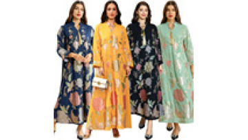 Fancy Flowers Middle East Embroidered Ramadan Abaya Dress Dubai Muslim Sequined Eid Jalabiya for Women Arab Islamic Robe Chiffon1