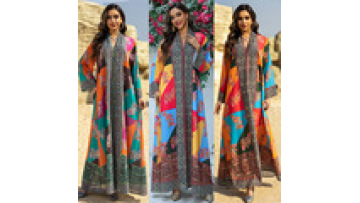 2025 Eid Muslim New Printed Fashion Dress for Women Ramadan Abaya Long Dress Morocco Kaftan Dubai Robe Jalabiya1