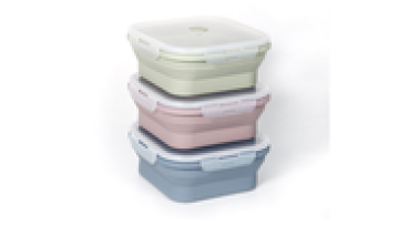 BPA free Leak-proof Reusable Bento Lunch Box Collapsible Microwavable square Silicone Lunch Box1