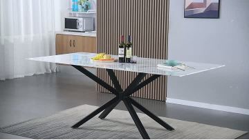 BR-24DT01 White Sintered stone rectangular dining table