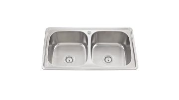 China Manufacture Jiangmen City Yufa Commercial Restaurant Sink Stainless Steel Top Mount Double Bowl Kitchen Sink 16 Gauge1